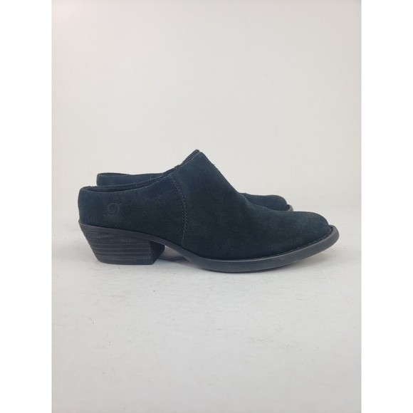 Born Starr Mule Clog Bootie Block Heel Black Suede Womens 6.5 - Picture 4 of 16